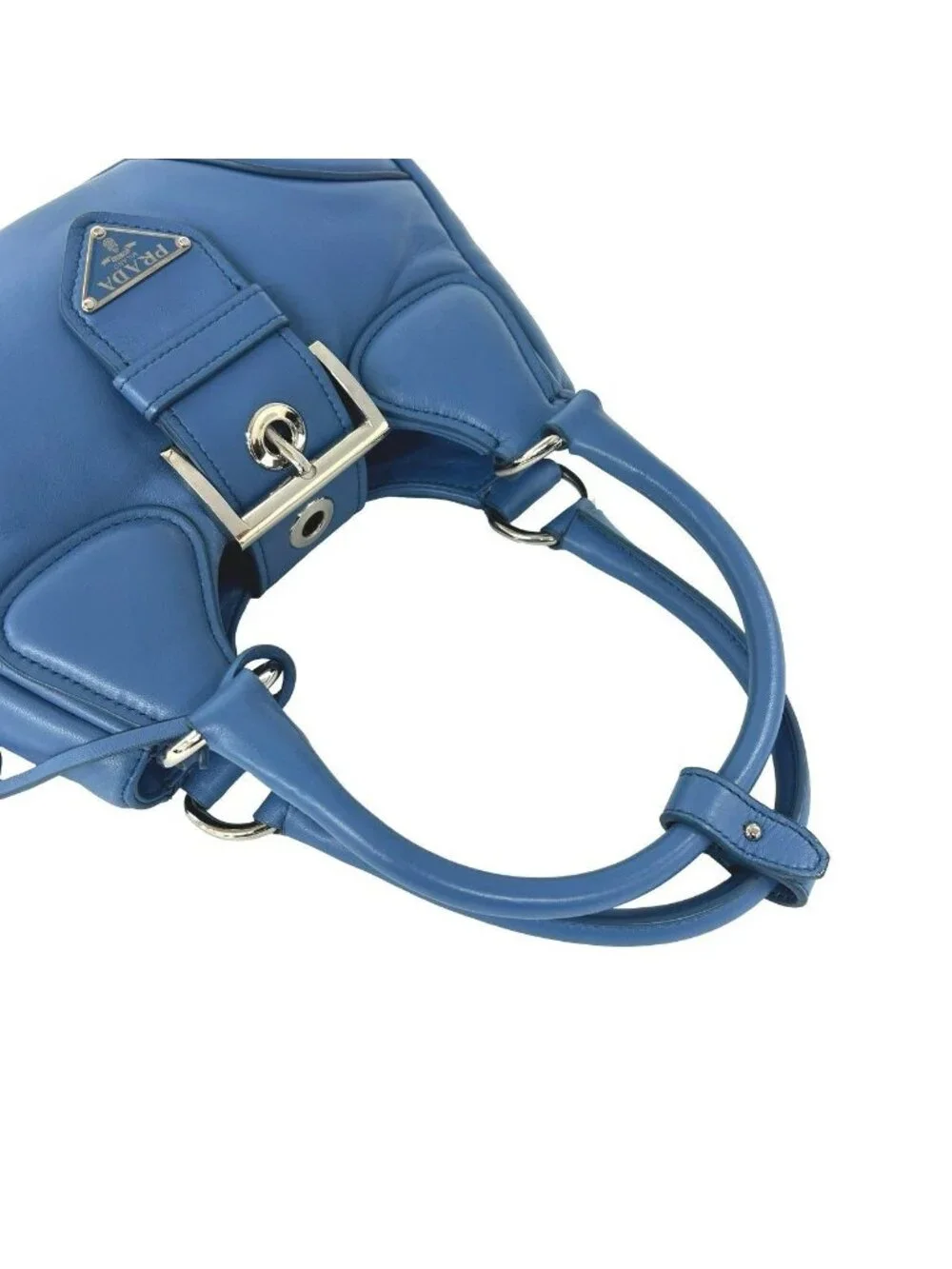 Prada Re Edition Triangle Logo Nappa Leather 2-Way Shoulder Bag Pochette Blue